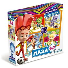 Пазл 4 в 1 «Фиксики. Спорт», 9-16-25-36 элементов + наклейки Origami