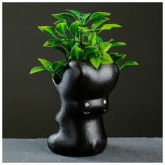 Кашпо фигурное "Бегемот" черное 12*8*9см Take It Easy