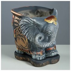 Кашпо фигурное "Слон", серый цвет, 11 л Керамика ручной работы