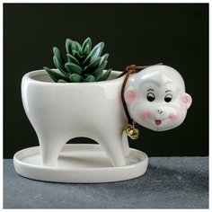 Кашпо фигурное "Обезьянка" белое 15,5*7,5*10см Take It Easy