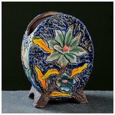 Кашпо фигурное "Цветы", синее, на ножках 11,5*7*15,5см Take It Easy