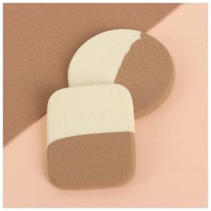 Набор спонжей для нанесения косметики, 2 шт, цвет бежевый/белый Queen Fair