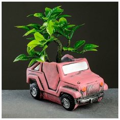 Кашпо фигурное "Внедорожник" розовое 14*8*7,5см Take It Easy