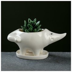 Кашпо фигурное "Крокодил" белое 17*8*8,5см Take It Easy