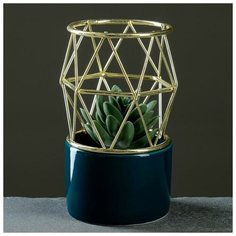 Кашпо с клеткой зеленое 15*8*8см Take It Easy