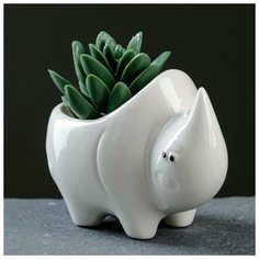 Кашпо фигурное "Веселый носорог" белое 10,5*6*7,5см Take It Easy