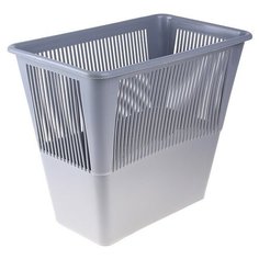 Корзина для бумаг 12 литров, прямоугольная, серая, высота 300 мм Стамм