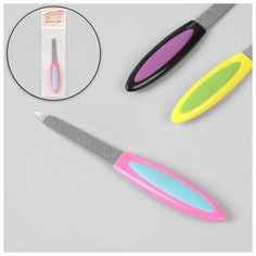 Пилка металлическая для ногтей, прорезиненная ручка, 12 см, цвет микс (1 шт Queen Fair