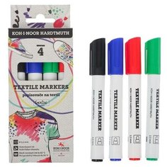 Маркер для ткани 4 цвета, Koh- I- Noor 3205 5.0 мм, длина письма 400 м, пакет, европодвес