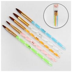 Набор кистей для наращивания и дизайна ногтей «Лепестки», 5 шт, 17 см, №4/6/8/10/12 Queen Fair