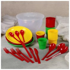 Набор посуды дорожный на 3 персоны "Пчёлка", цвет микс Техоснастка