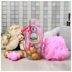 Набор "8 Марта", соль для ванн 8 шт. по 10 г мочалка Чистое счастье