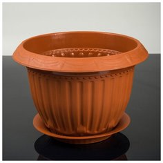 Кашпо с поддоном «Байкал», 6 л, цвет терракотовый Сибполимер