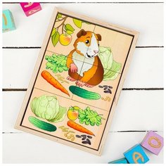 Пазлы «Сложи картинку. Кто что ест? Питомцы» Деревянные Игрушки