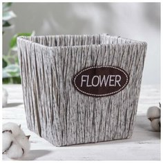 Кашпо плетеное «Луция», 16×16×15 см, квадрат, цвет серый Доляна