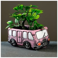 Кашпо фигурное "Автобус" розовое 14*8*7см Take It Easy