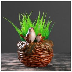 Кашпо керамическое "Две птички" микс цвета 12*12*13 см Take It Easy