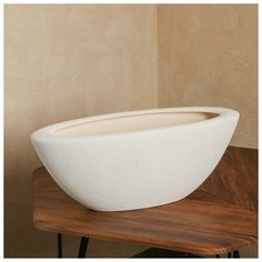 Кашпо "Ладья", шёлк, белое, керамика, 9 л Oriana