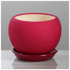 Горшок для цветов "Шар", шёлк, бордовый, керамика, 1.4 л Oriana