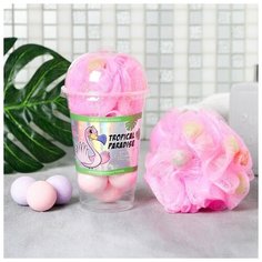 Набор Tropical Paradise, соль для ванн 8 шт. и мочалка Beauty Fox