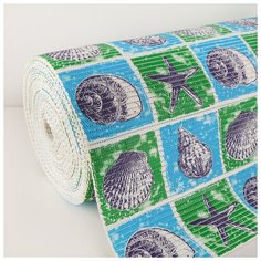 Коврик для ванной комнаты «Ракушки», 0,65×15 м, ПВХ, цвет сине- зелёный Вилина