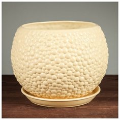 Горшок для цветов "Пузыри", цвет крем- брюле, керамика, 9 л Oriana