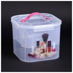 Контейнер для хранения с вкладышем «Деко», 23×23×18 см, 7 л, рисунок косметика Idea (М Пластика)