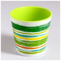 Кашпо со вставкой «Краски», 1,1 л, цвет зелёный Алеана