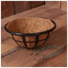 Кашпо подвесное, d = 25 см, с кокосовым вкладышем, «Сетка Greengo