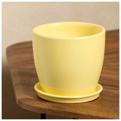 Цветочный горшок "Осень", глянец, жёлтый, керамика, 1 л