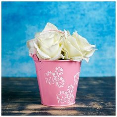 Кашпо- ведёрко оцинкованное "Нежный цветок" микс Take It Easy