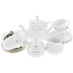 Чайный сервиз Natalie (декор Мелкие цветы, отводка золото) На 6 персон 15 предметов Thun1794