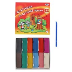 Гамма Пластилин 12 цветов 240 г, «Гамма» «Мультики», со стеком Gamma