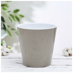 Кашпо со вставкой «Деко», 1,1 л, цвет какао- белый Алеана