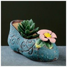 Кашпо фигурное "Туфелька" зеленое 10,5*4*7см Take It Easy