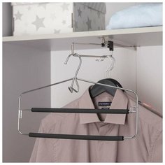 Вешалка для одежды антискользящая 2- х уровневая SAVANNA, 37×22 см, металл / полиуретан, цвет чёрный