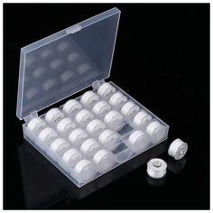 Набор шпулек с нитками в контейнере, d = 20 мм, 25 шт, цвет белый Арт Узор