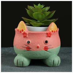 Кашпо фигурное "Котенок", розовое 9*9*9см Take It Easy