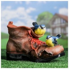 Фигурное кашпо "Ботинок с двумя птичками" 18х14см Хорошие сувениры