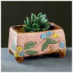 Кашпо фигурное "Листья" розовое, 9*6см Take It Easy