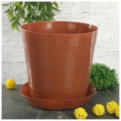 Кашпо с поддоном «Классик», 4,4 л, цвет терракотовый ПластоС