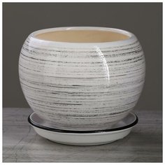 Горшок для цветов "Шар", глянец, чёрно- белый, керамика, 1.4 л Oriana