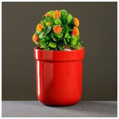 Кашпо "Вятская" красное, 1л / 12х15см