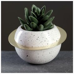 Кашпо "Сатурн" белое 10*10*6,5см Take It Easy