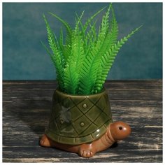 Кашпо фигурное "Черепашка", зеленое 12*8*7см Take It Easy