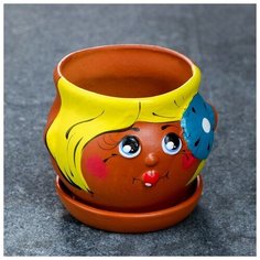 Фигурное кашпо "Личико девочка" 9×8,5 см микс Хорошие сувениры