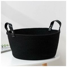 Корзина для хранения плетёная «Луиза», 36×36×16 см, цвет чёрный Доляна