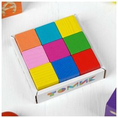 Деревянные кубики «Мини» 9 шт 2.7 × 2.7 см, цвета микс, Томик