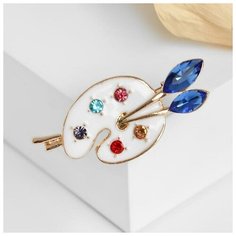 Брошь "Палитра" с кистями, цветная в золоте Queen Fair