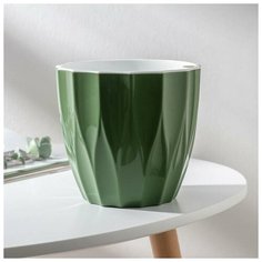 Кашпо со вставкой «Флюте», 3 л, цвет малахит Plast Avenue